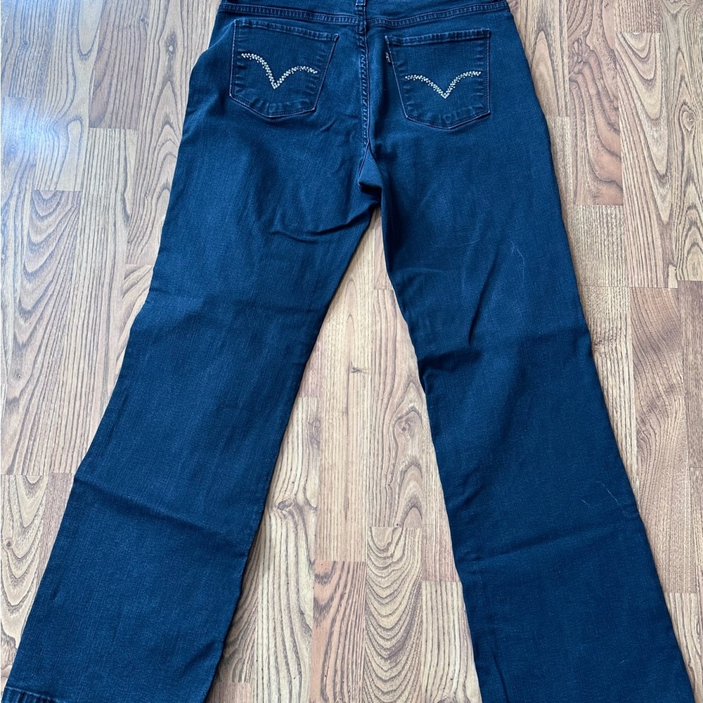 Levi's Black Flare Wide Leg Jeans with Classic Stitching